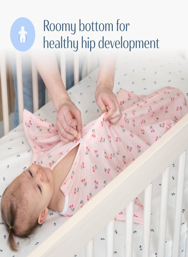 SleepingBaby Zipadee-Zip Transition Swaddle - Cozy Baby Swaddle Blanket with Zipper Convenience - Roomy Wearable Blanket for Easy Diaper Changes - Cherries, Small (4-8 Month) - Image 4